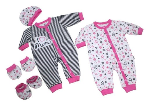 pack of 5 bodysuit with cap , mitten and socks